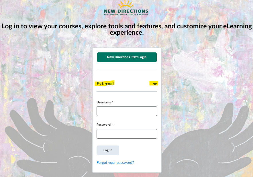 open hands facing upwards, with a graffiti type coloured background